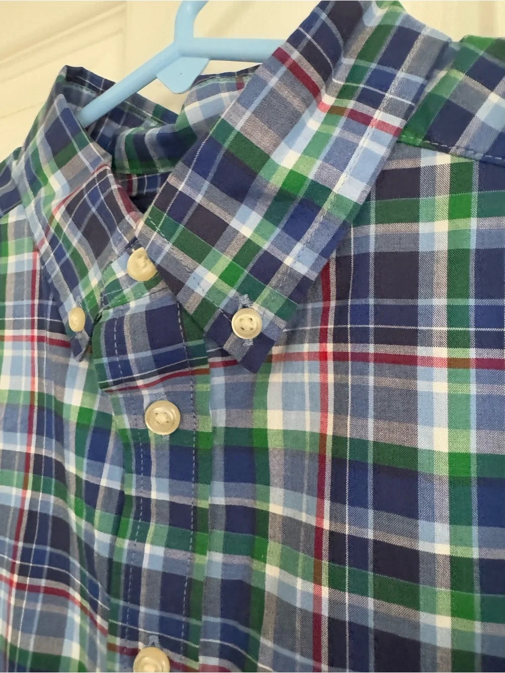 Ralph Lauren Navy, Green & White Plaid Button-Down Shirt